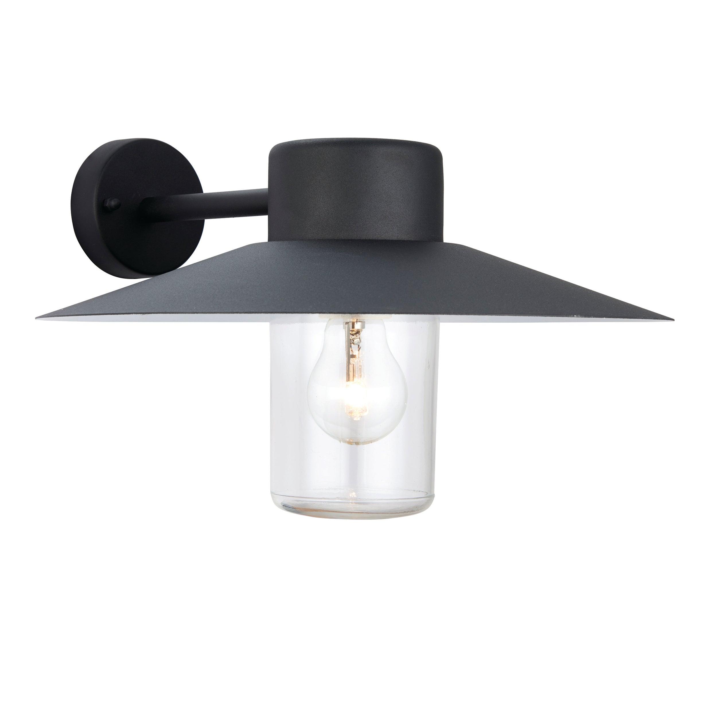 Endon Fenwick Textured Black Outdoor Wall Light 60798 - White background shot lit