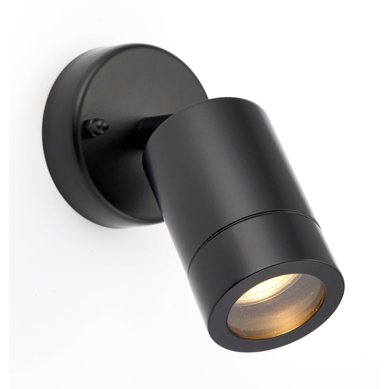 Palin Black LED Outdoor Spot Wall Light IP44 7W