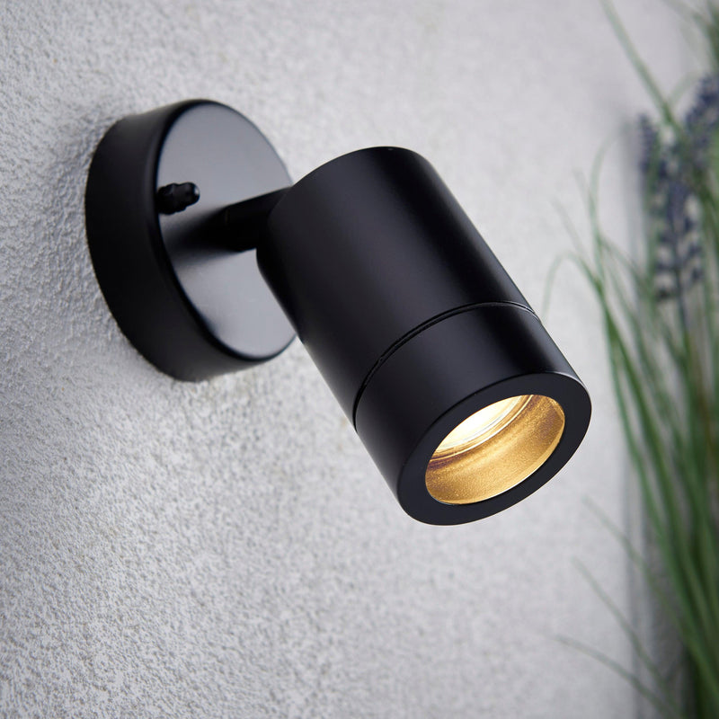 Palin Black LED Outdoor Spot Wall Light IP44 7W