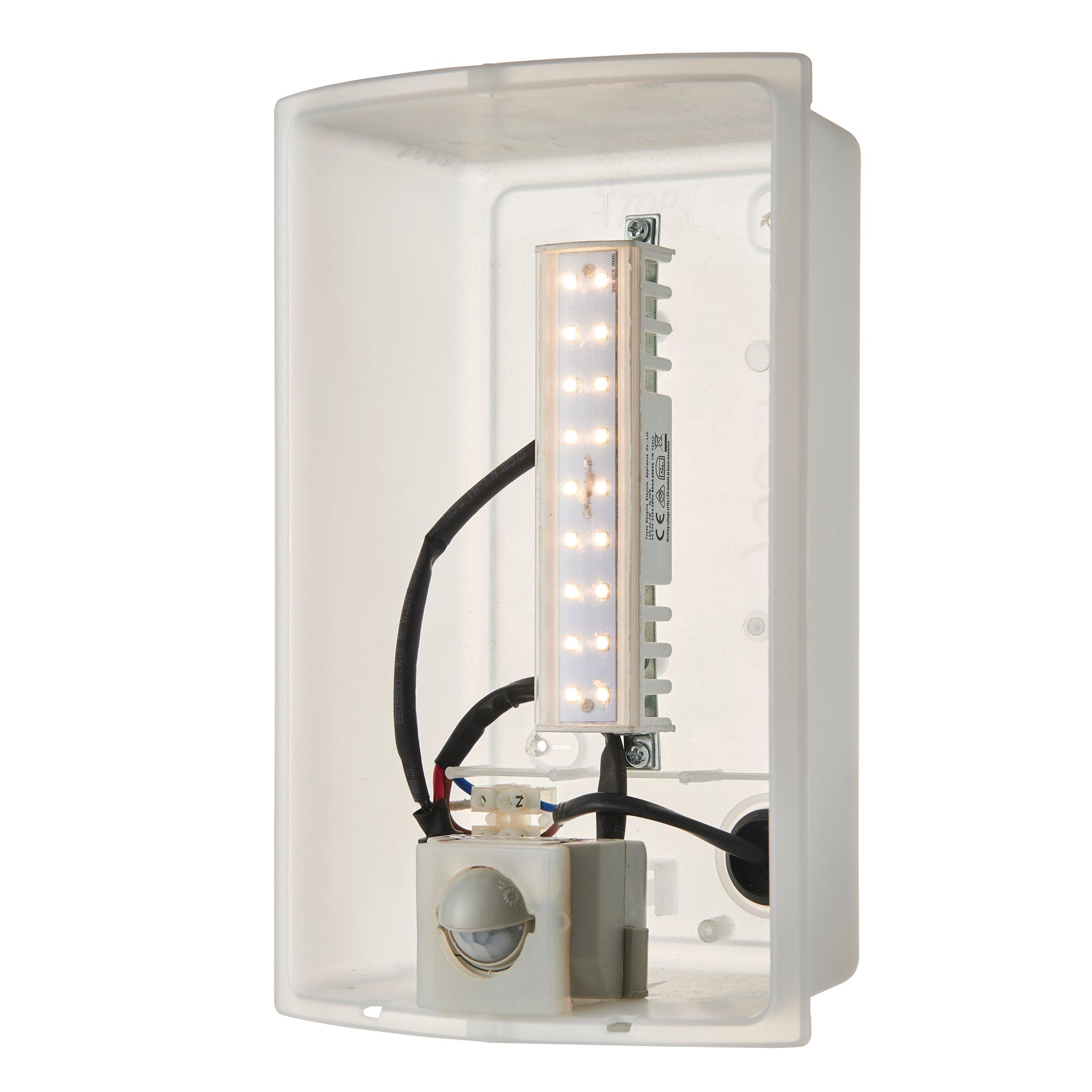 Bianco LED Silver PIR Sensor Outdoor Wall IP44 7W