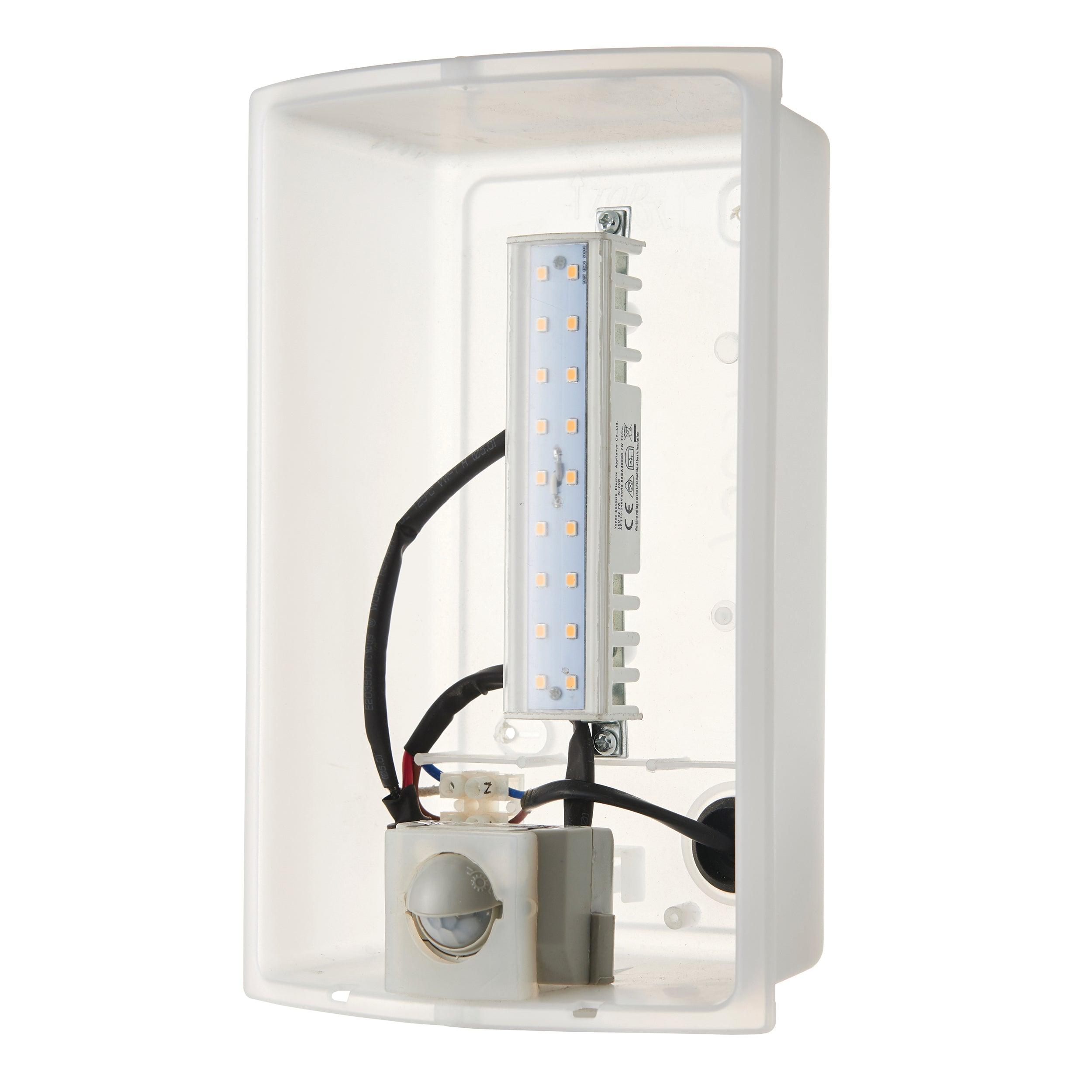 Bianco LED Silver PIR Sensor Outdoor Wall IP44 7W