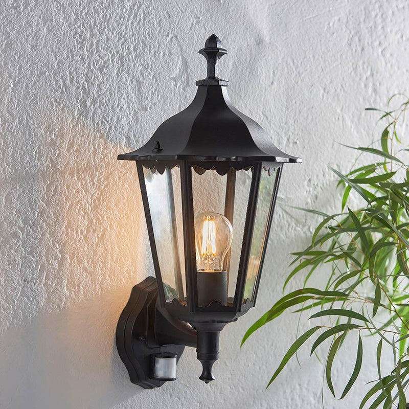 Endon Burford Black Outdoor Wall Light With PIR