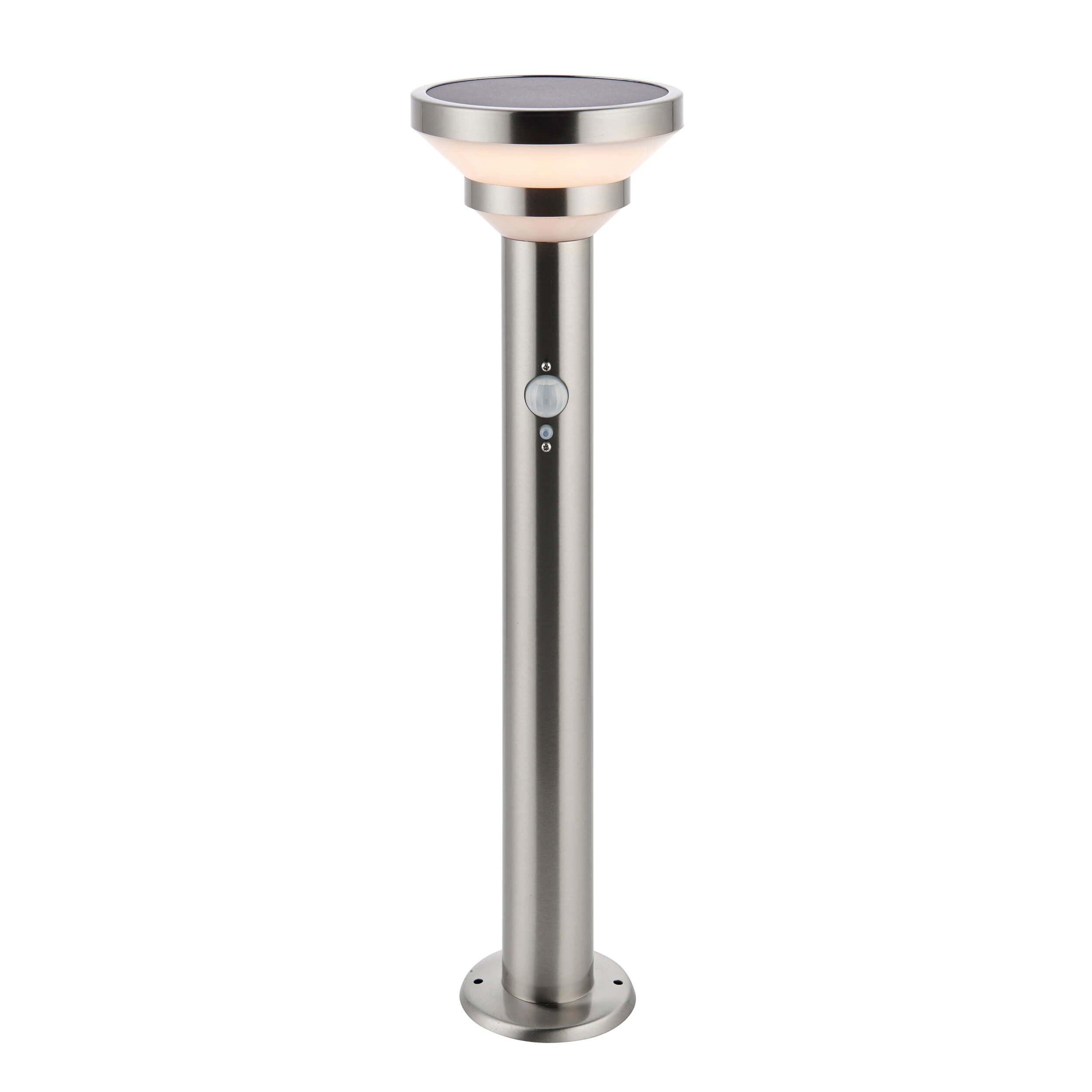 Halton 1 Light Solar Powered Brushed Stainless Steel Outdoor Post With PIR Sensor 96926