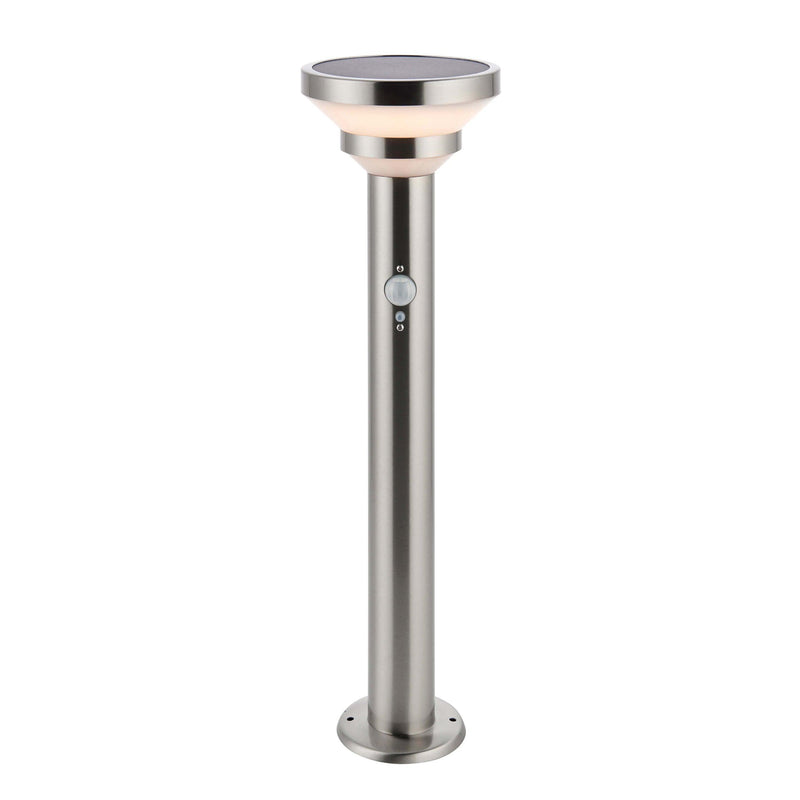 Halton 1 Light Solar Powered Brushed Stainless Steel Outdoor Post With PIR Sensor 96926