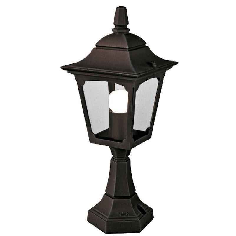 Elstead Chapel Black Finish Outdoor Mini Pedestal Lantern