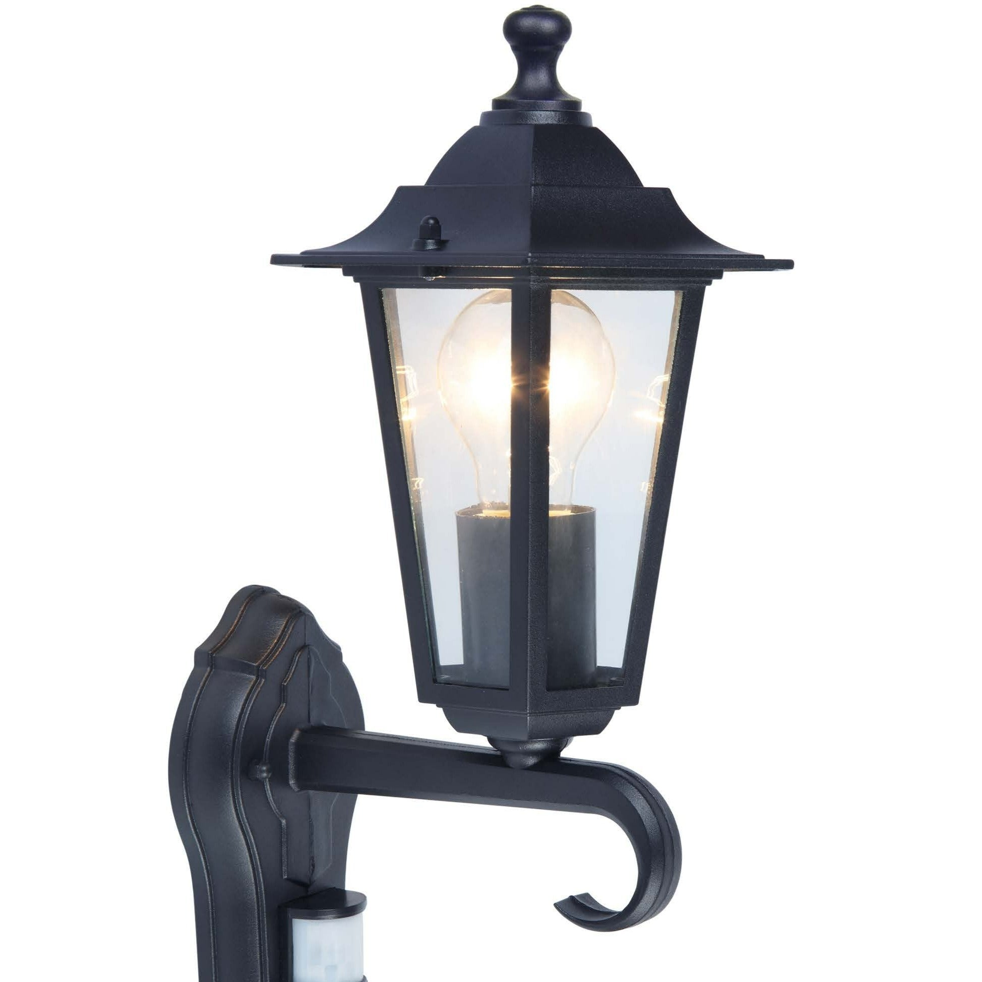 Lutec Corniche PIR Outdoor Black Wall Light 5112104012