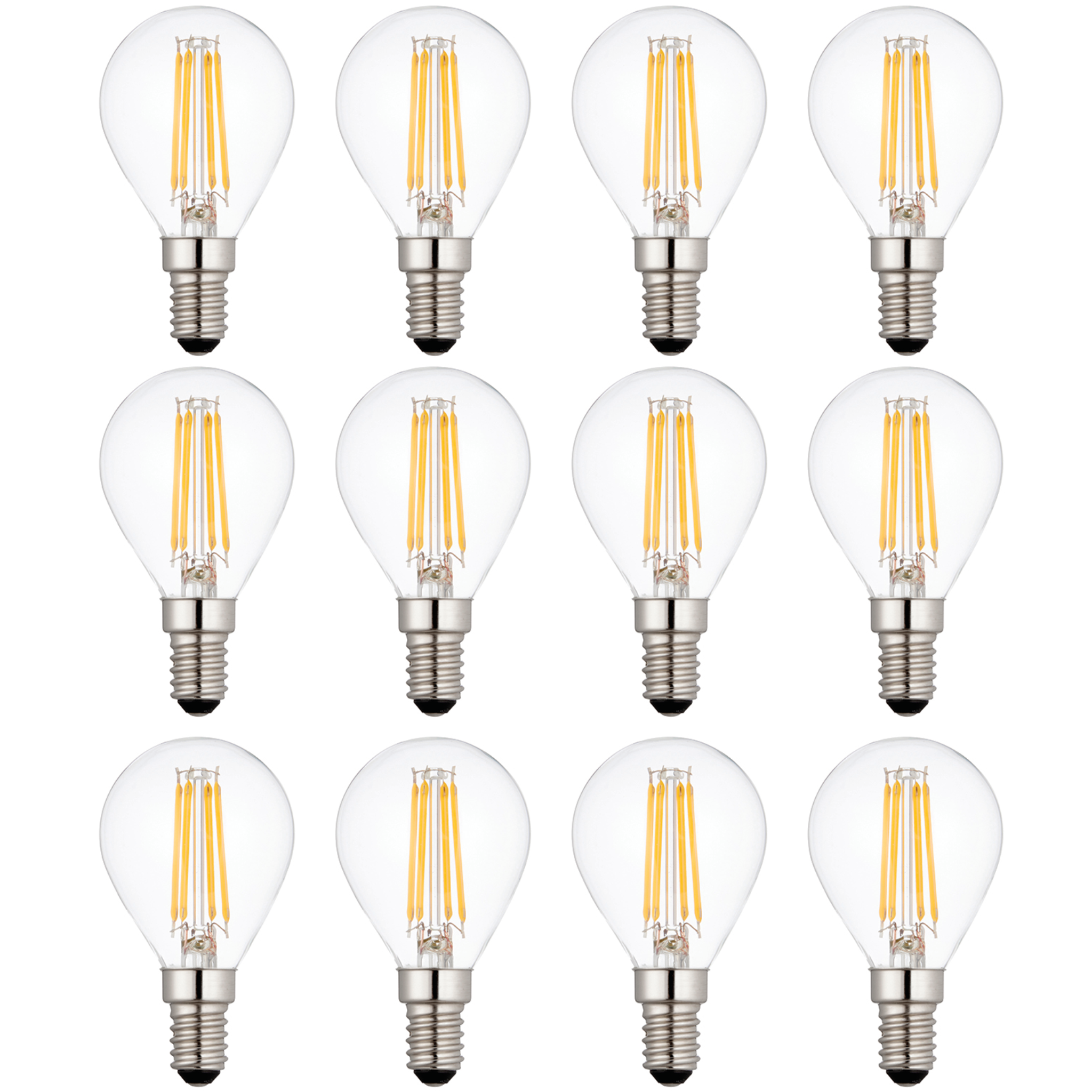 12 x E14 LED Filament Lamp/Bulb Dimmable 4W (40W Equivalent)