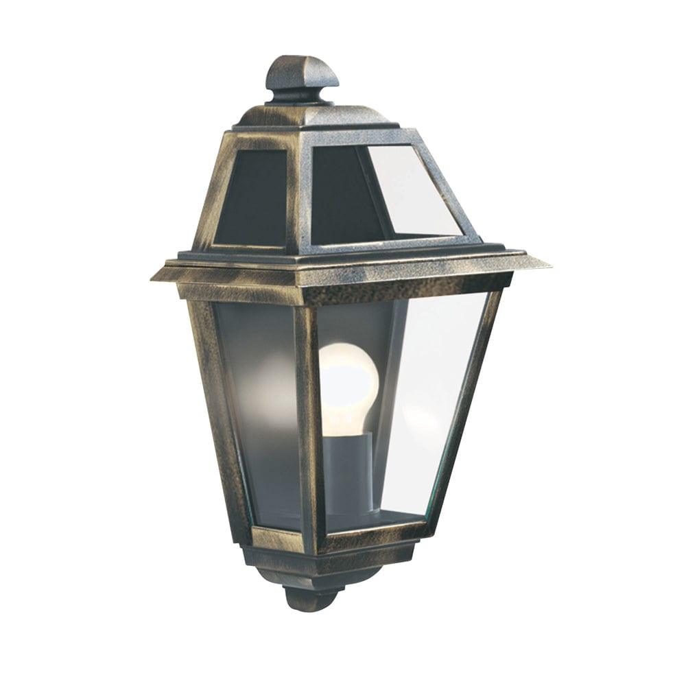 New Orleans 1 Light Outdoor Black Gold Half Lantern image 1