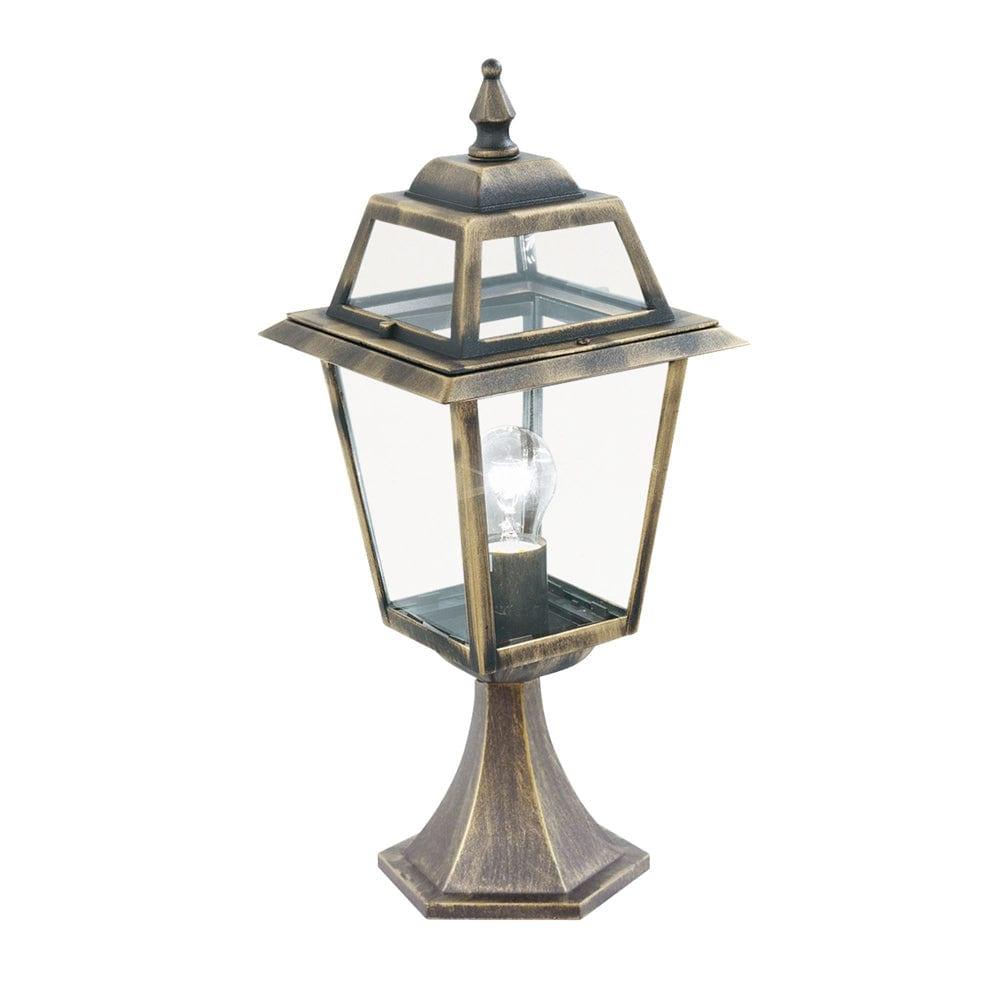 New Orleans 1 Light Black Gold Outdoor Pedestal - 50cm High