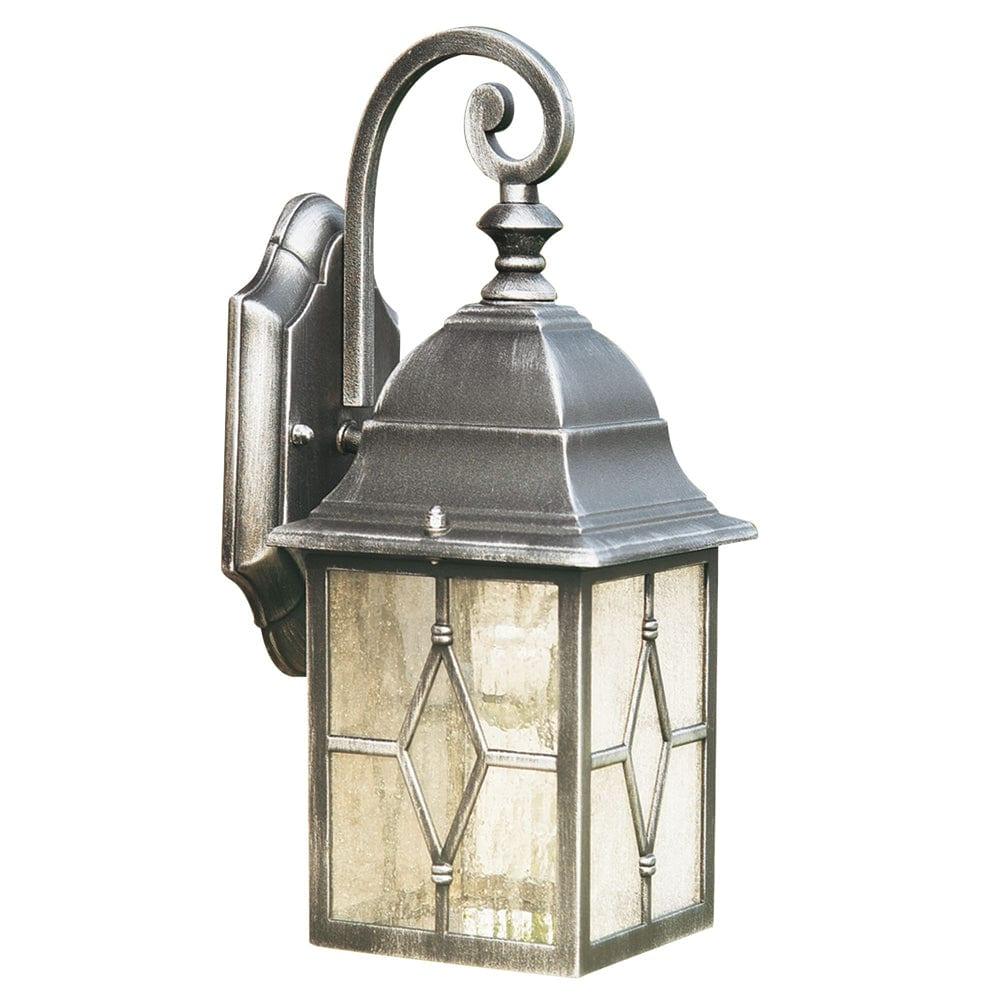 Genoa 1 Light Silver & Leaded Water Glass Outdoor Wall Light