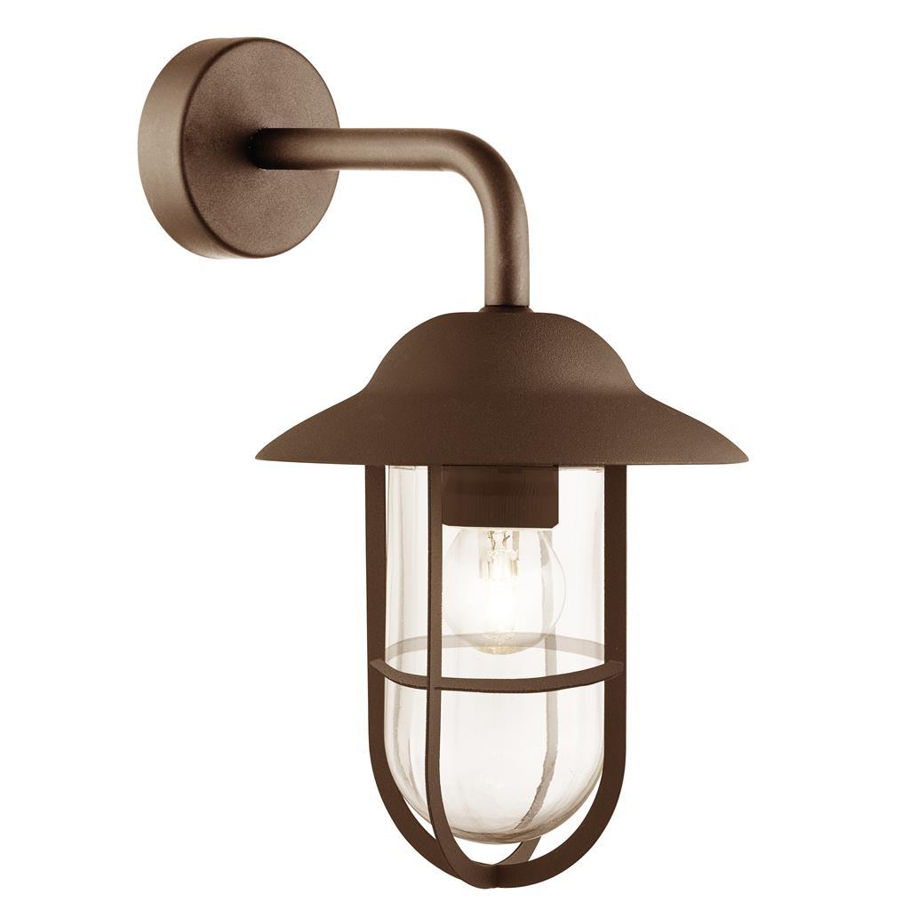 Toronto 1 Light Rust Brown Outdoor Wall Light - Clear Glass