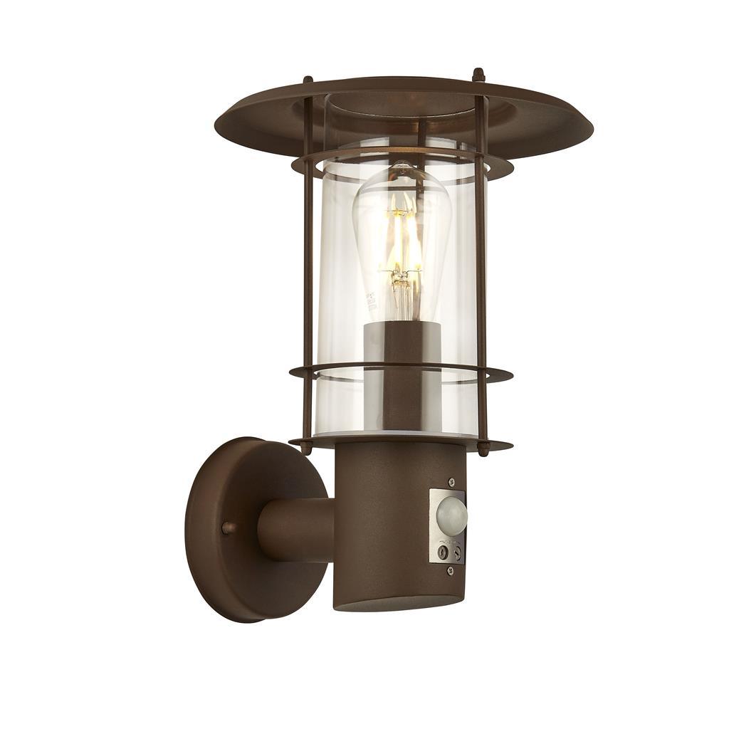 Edgeware Outdoor Rust Brown Porch Wall Light - PIR