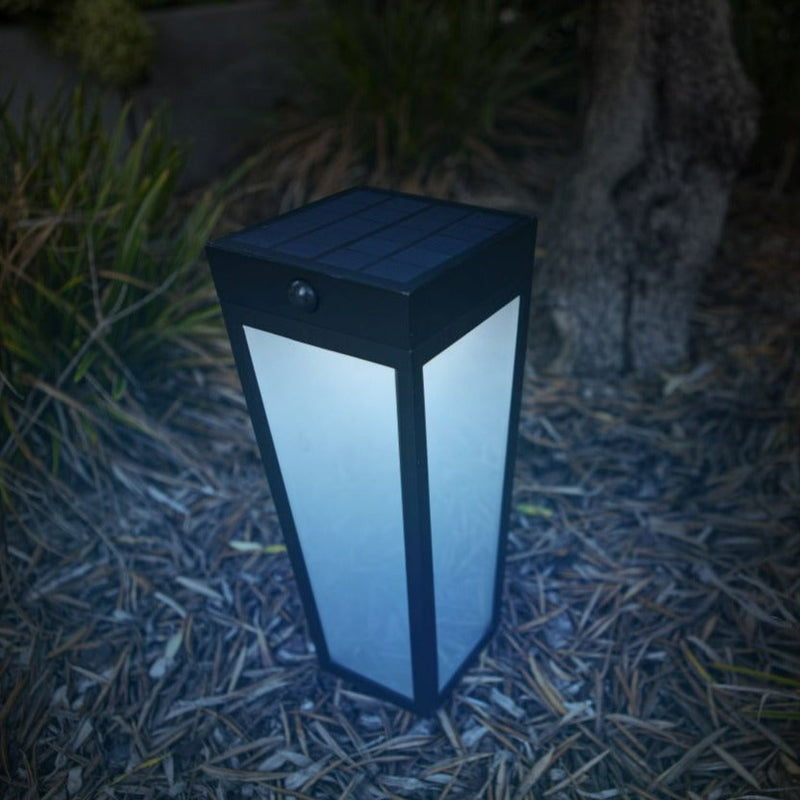 Lutec Dias Solar Integrated LED Black Bollard - With Spike 6996601012 Blue Light