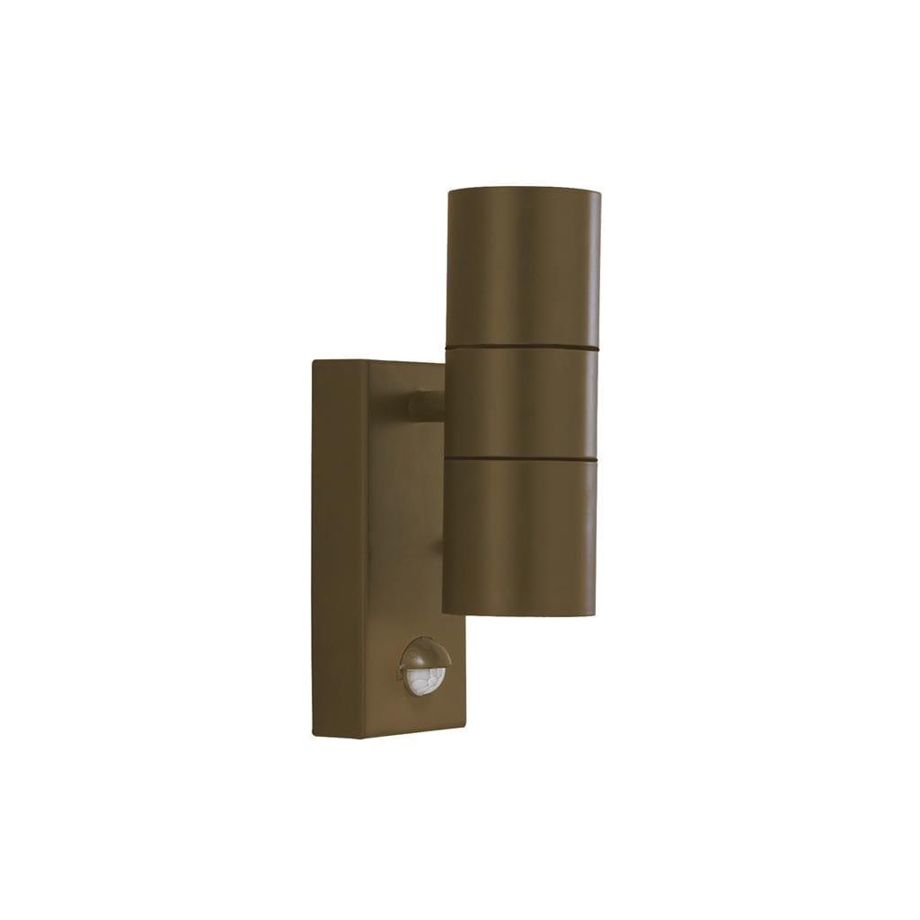 Metro Brown LED Outdoor 2 Light Up/Down Wall Light - PIR