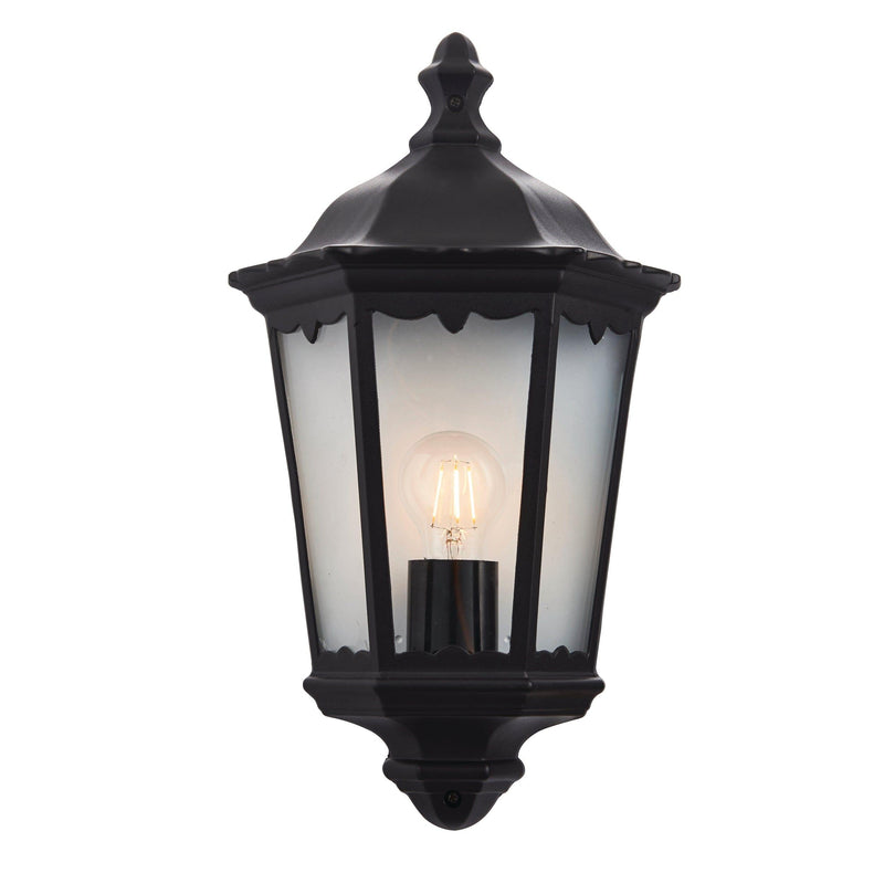 Endon Burford Black Half Outdoor Wall Light