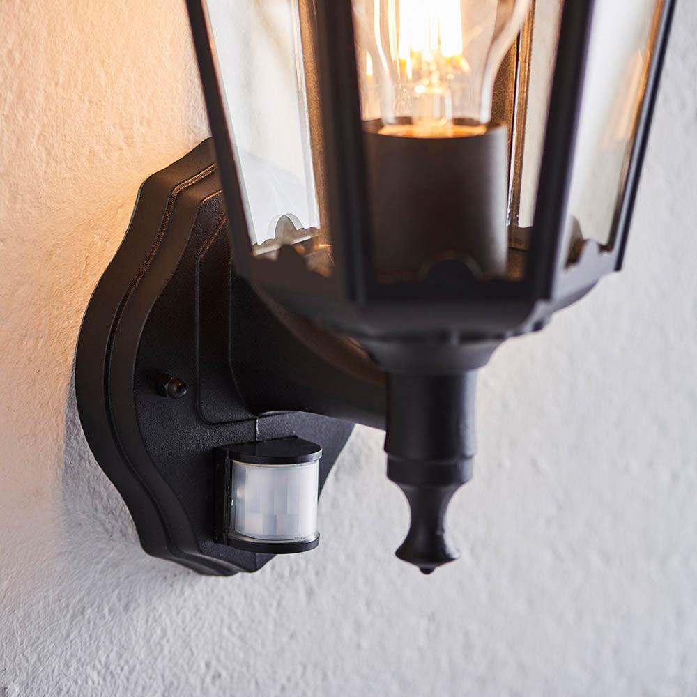 Endon Burford Black Outdoor Wall Light With PIR