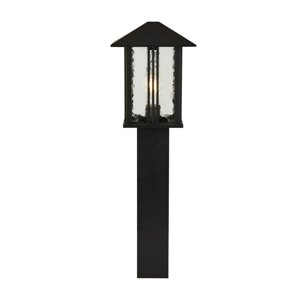 Venice 1 Light Outdoor Black/Water Glass Post - 74cm