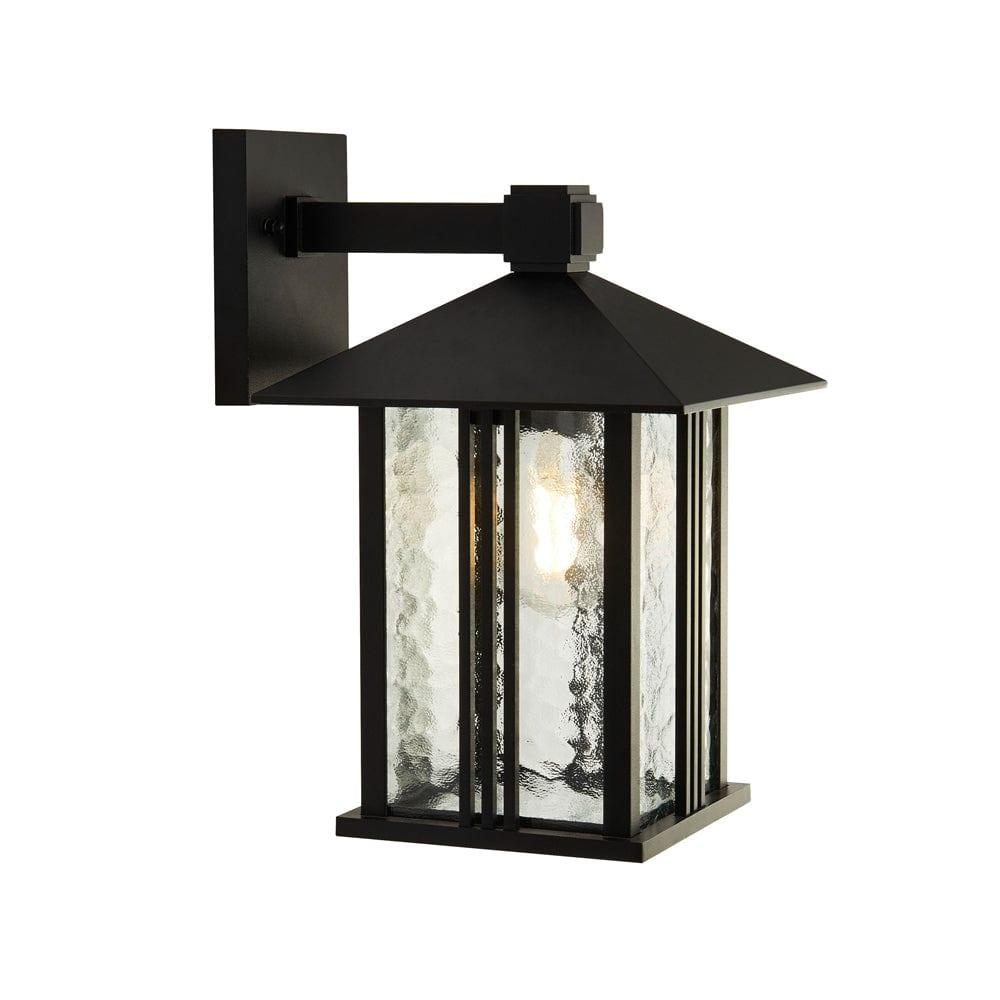 Venice 1 Light Outdoor Black Wall/Porch Light - Water Glass