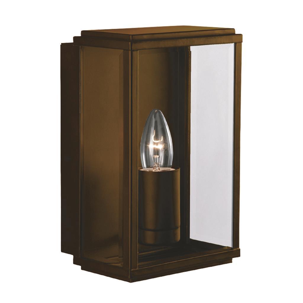 Box Outdoor 1 Light Rust Brown Wall/Porch Lantern Searchlight