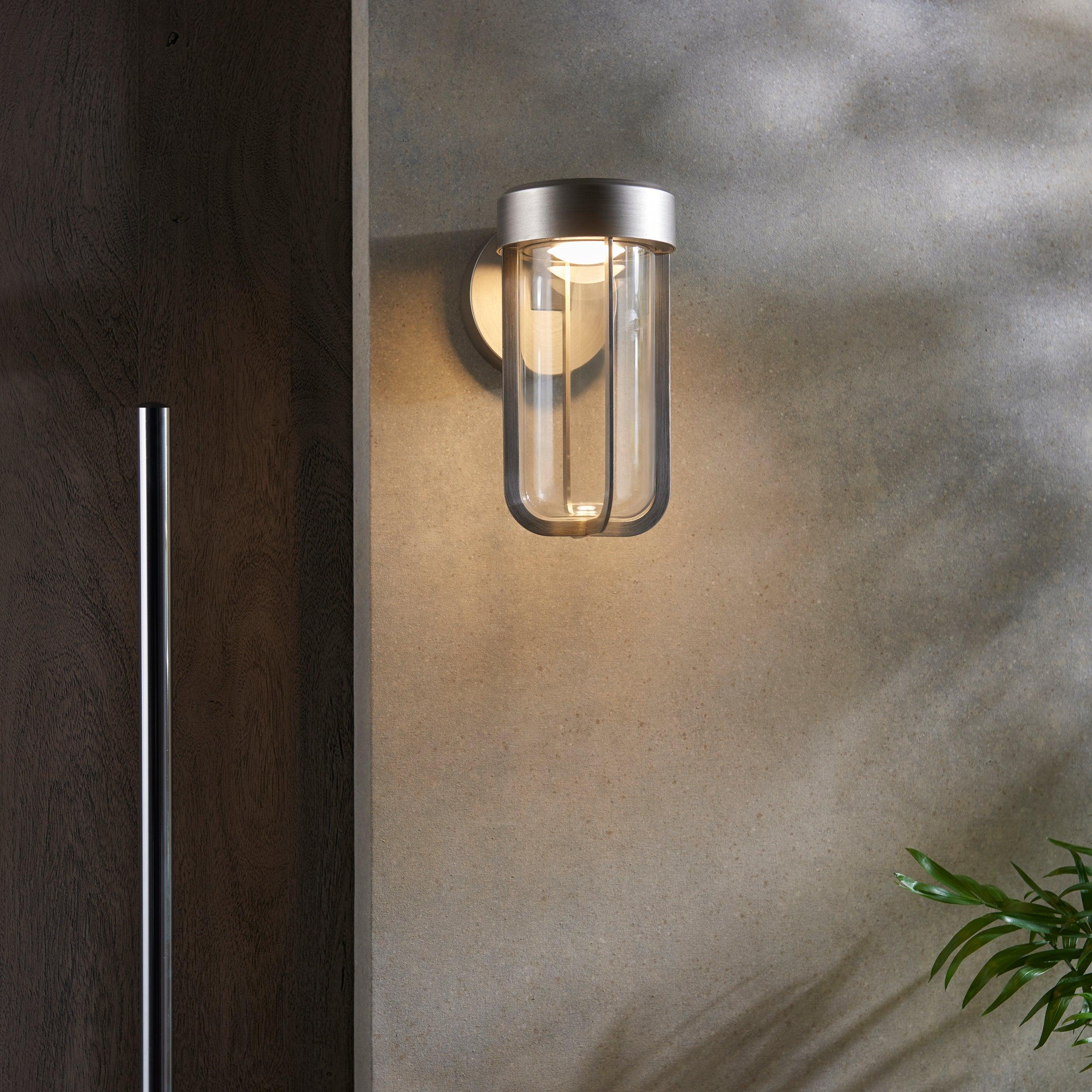 Newquay Large LED Brushed Silver Outdoor Wall Light