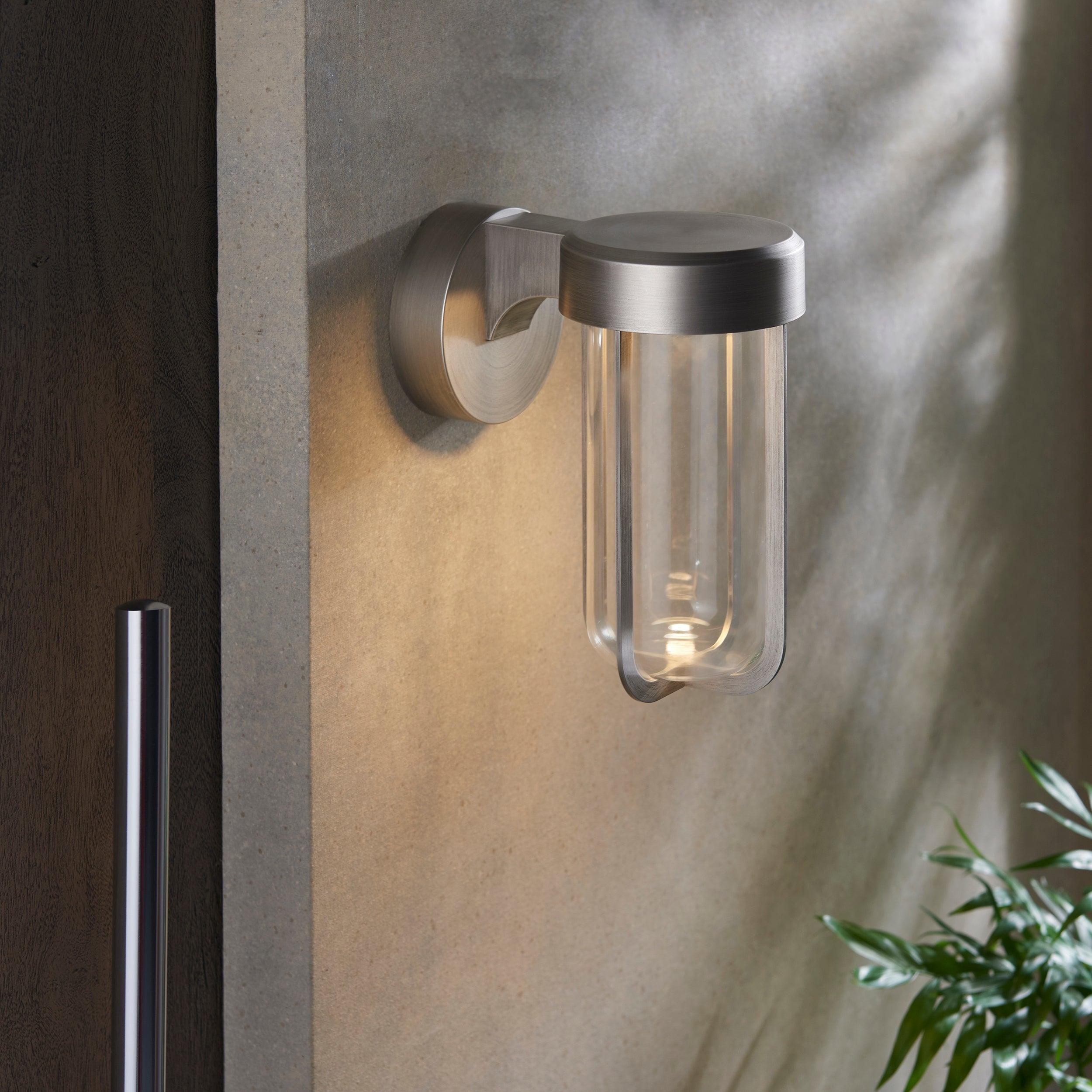 Newquay Large LED Brushed Silver Outdoor Wall Light