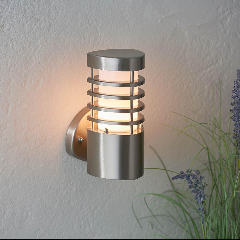 Endon Bruton Brushed Stainless Steel Outdoor Wall Light