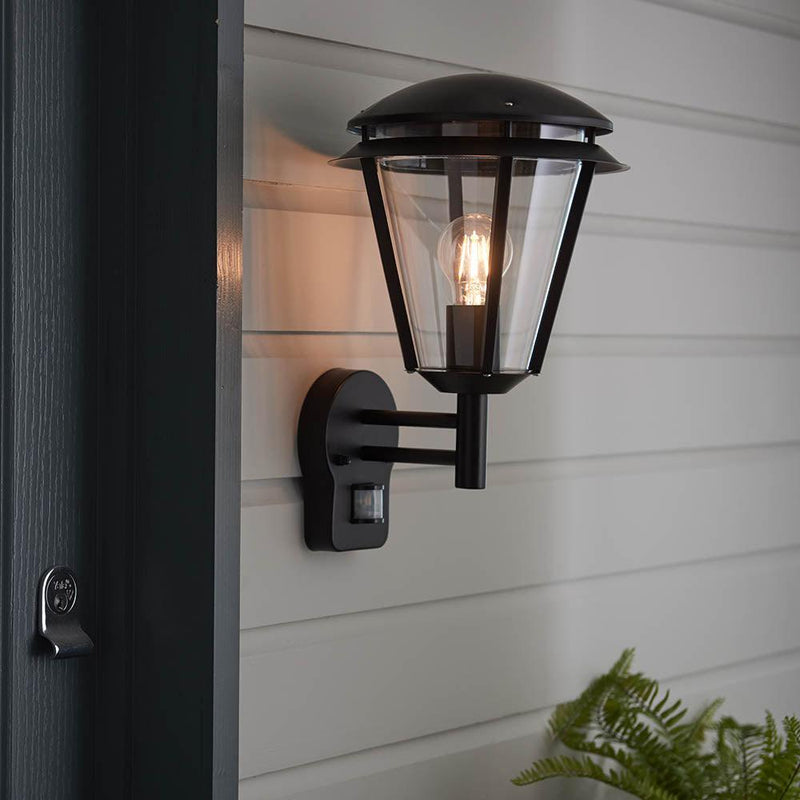 Endon Iken Black Outdoor Wall Light With PIR Sensor