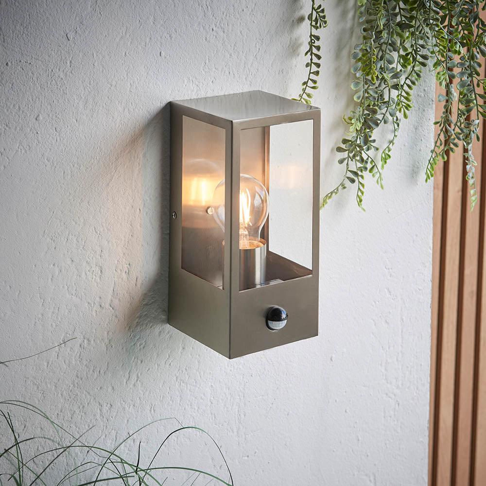 Oxford Brushed Stainless Steel Outdoor Wall Light With PIR