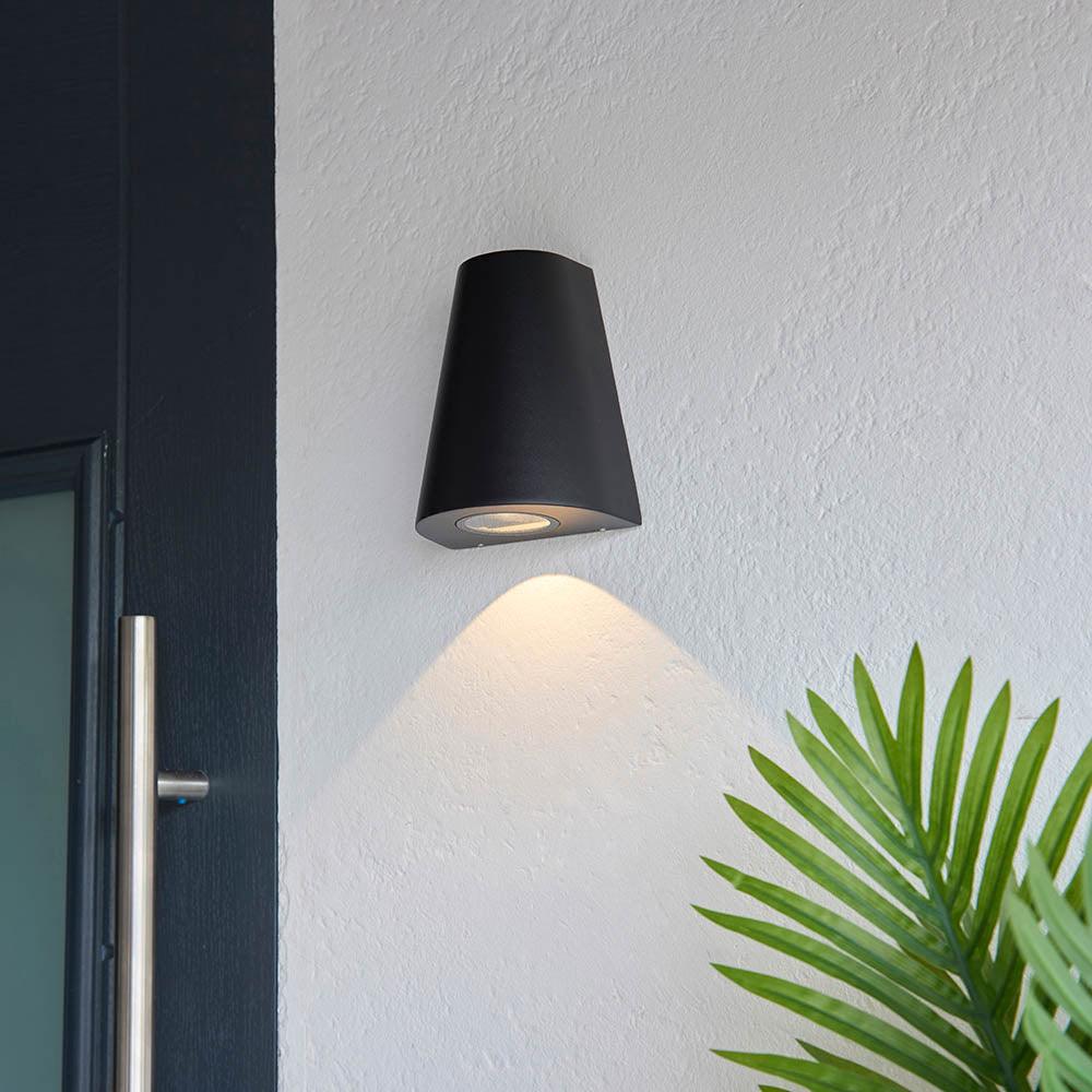 Endon Helm Black Outdoor Downlighter Wall Light