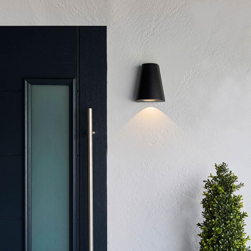 Endon Helm Black Outdoor Downlighter Wall Light