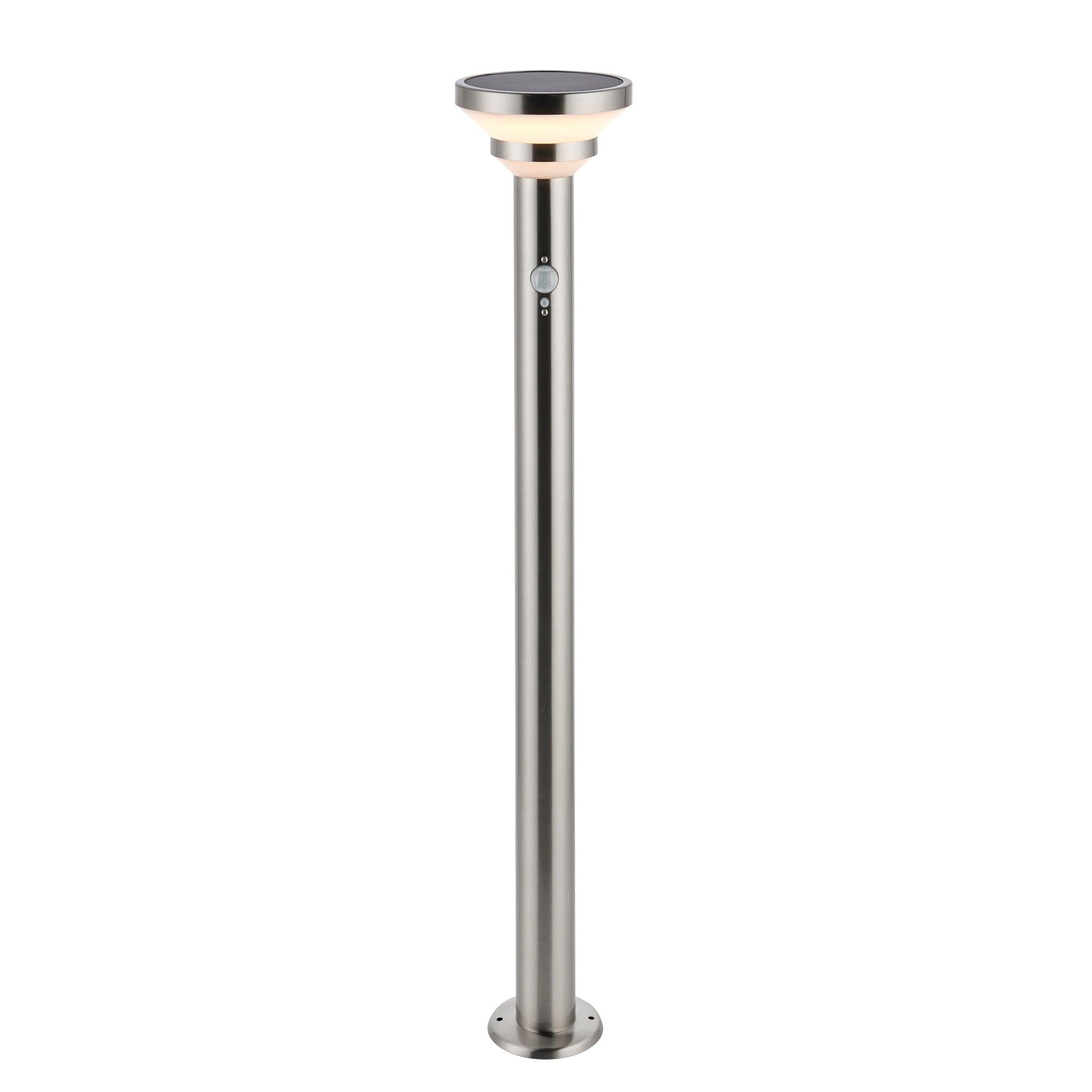 Halton 1 Light Solar Powered Brushed Stainless Steel Outdoor Bollard 96927