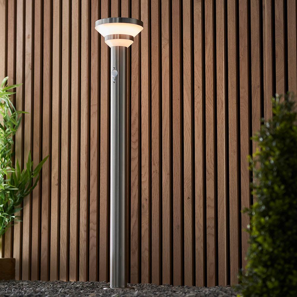 Halton 1 Light Solar Powered Stainless Steel Outdoor Bollard