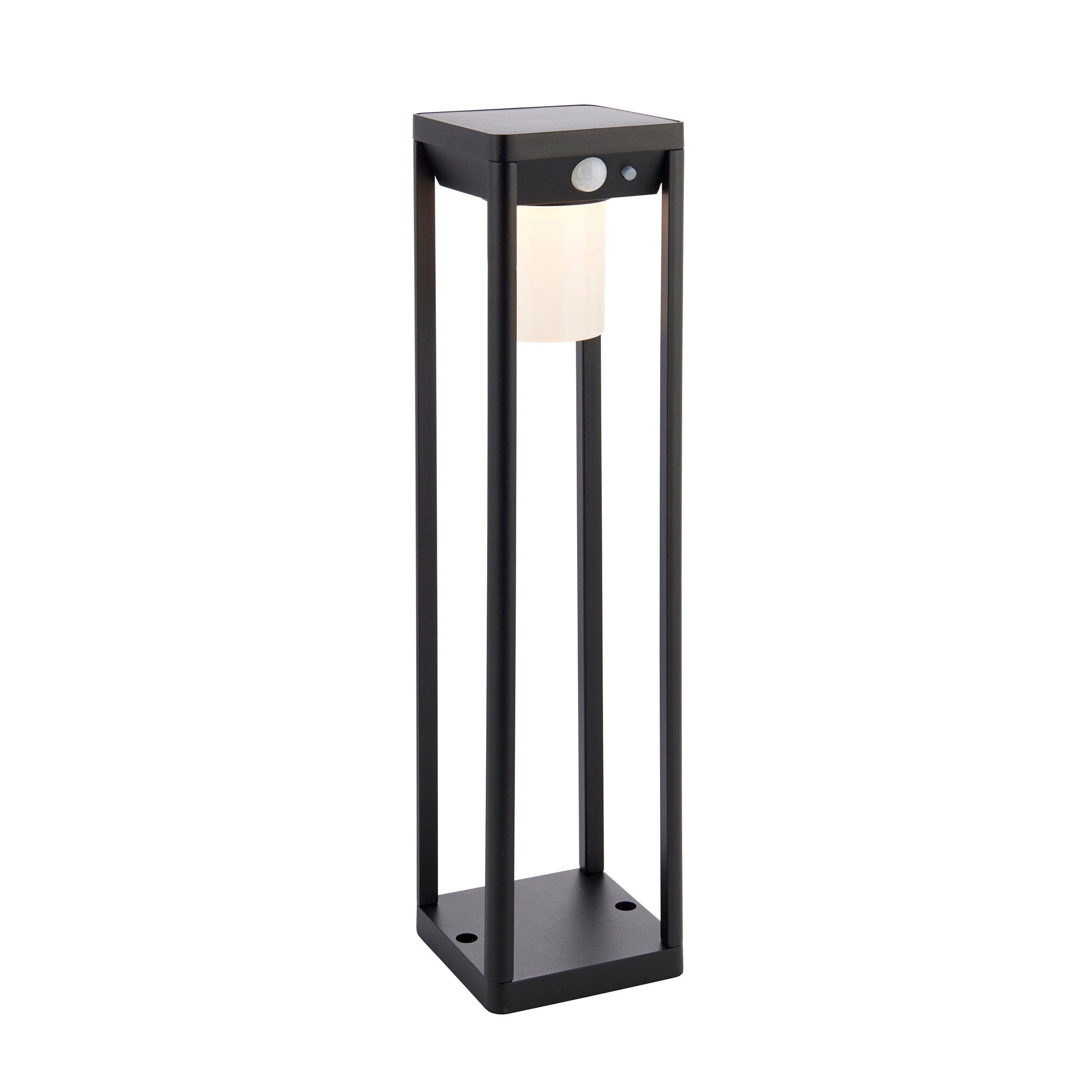 Hallam 1 Light Solar PoweredBlack Outdoor Post With PIR Sensor 96929