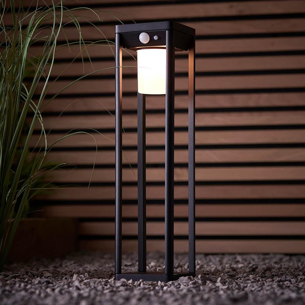 Hallam 1 Light Solar Powered Black Outdoor Post With PIR