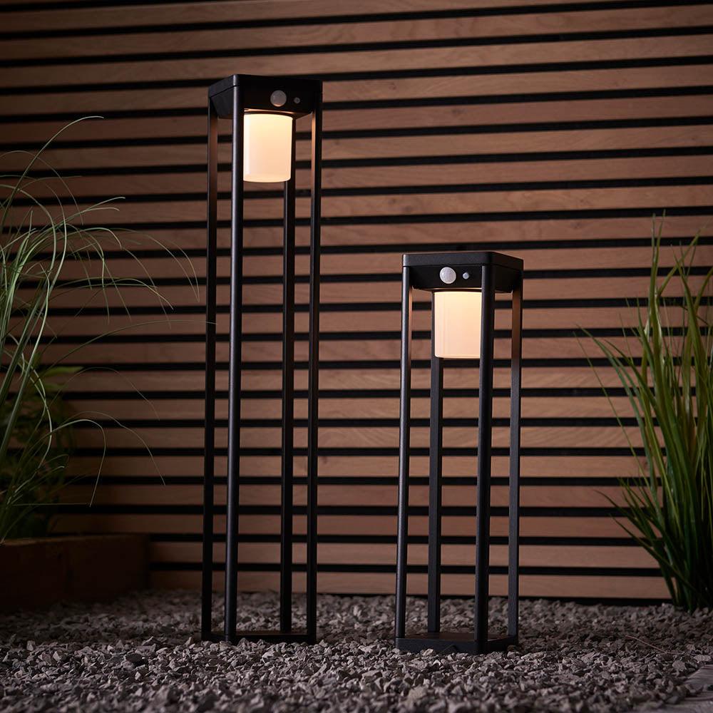 Hallam 1 Light Solar Powered Black Outdoor Post With PIR