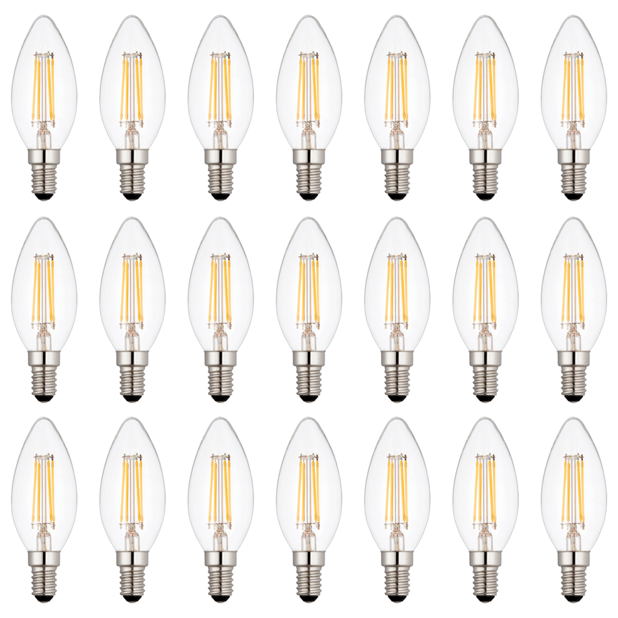 21 x E14 LED Dimmable Lamp/Bulb Candle Filament 4W (25W Equivalent)