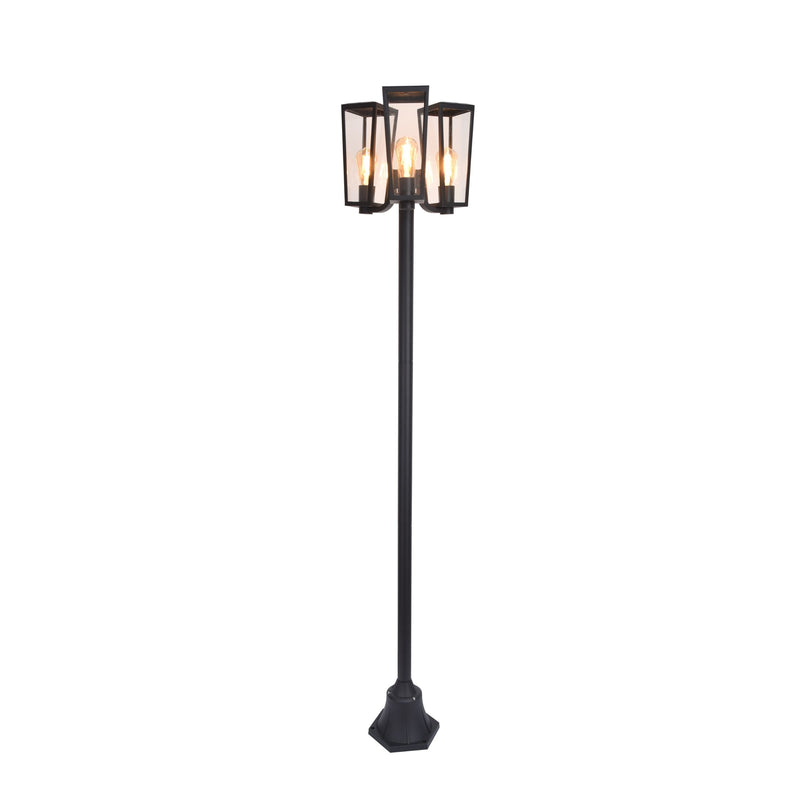 Lutec Pine Black Outdoor Lamp Post - 3 Light 7196603012