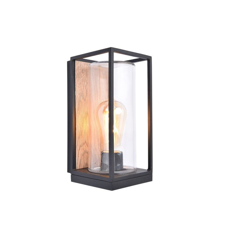 Lutec Flair Outdoor Half Lantern Wall Light - Wood Effect 5288814012