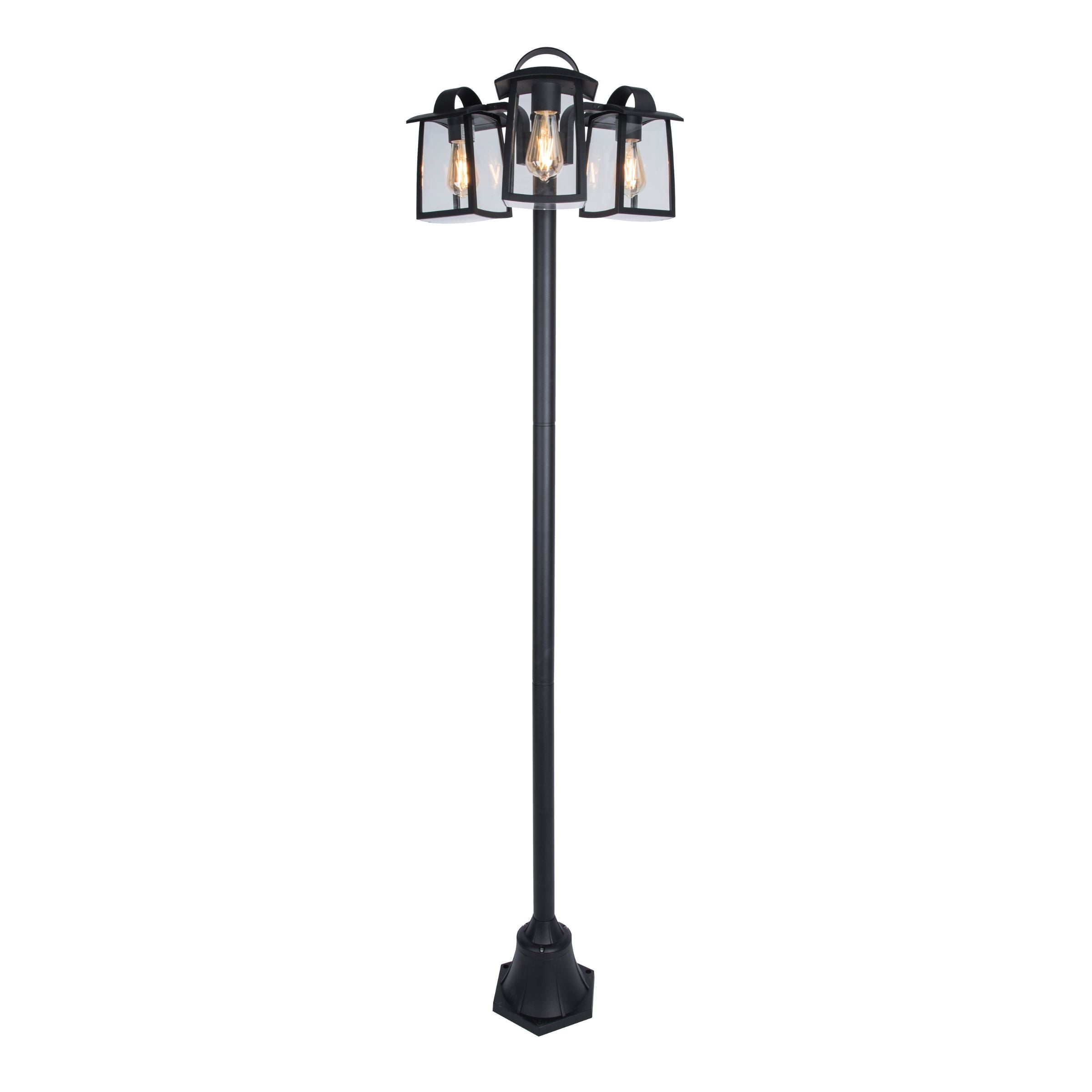 Lutec Kelsey 3 Light Large Outdoor Lamp Post - Matt Black 7273606012