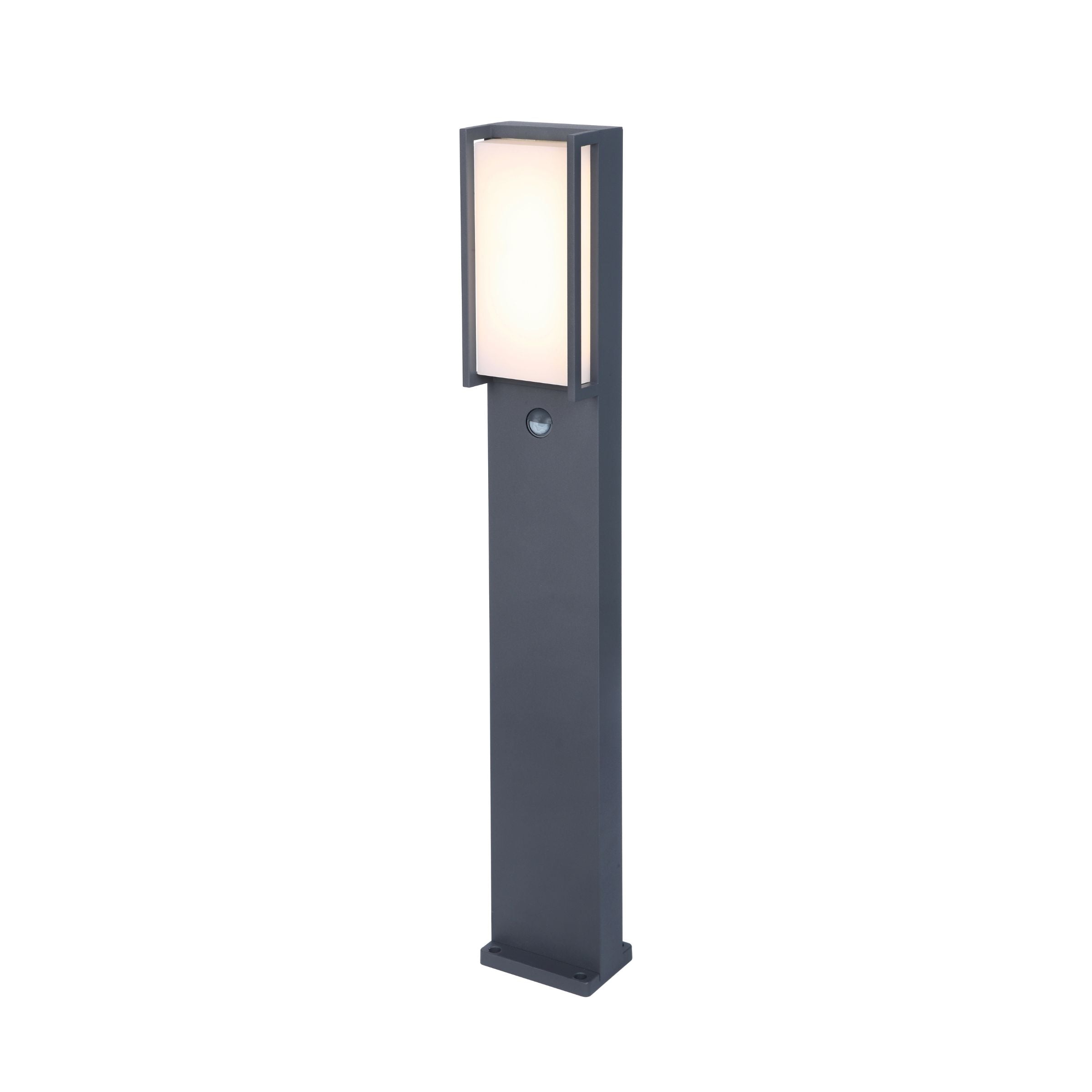 Lutec Qubo IP54 Integrated LED Bollard Pathway Light In Dark Grey 7193004118