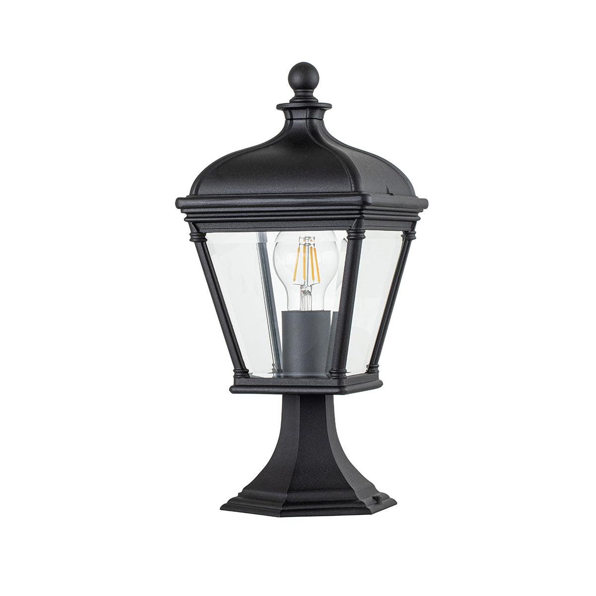 Elstead Bayview Medium Black Outdoor Pedestal Lantern