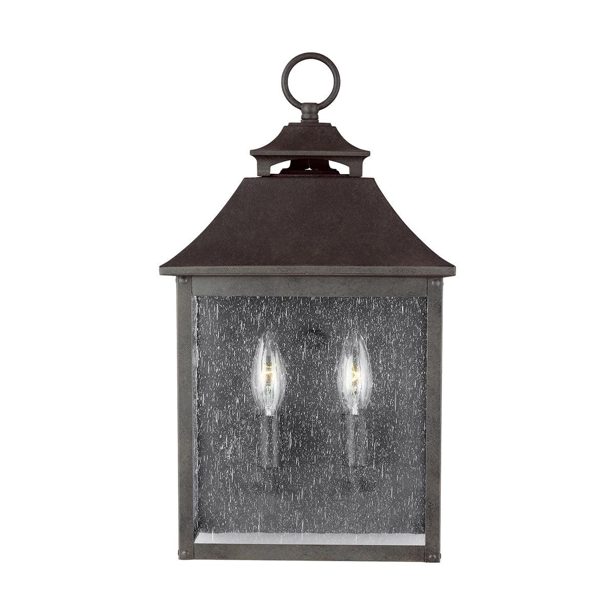 Feiss Galena 2 Light Black Outdoor Half Lantern