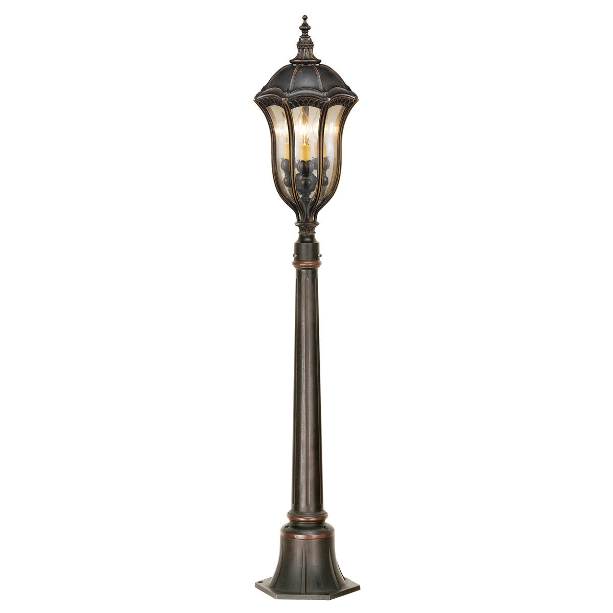 Elstead Baton Rouge Walnut Finish Outdoor Pillar Lantern