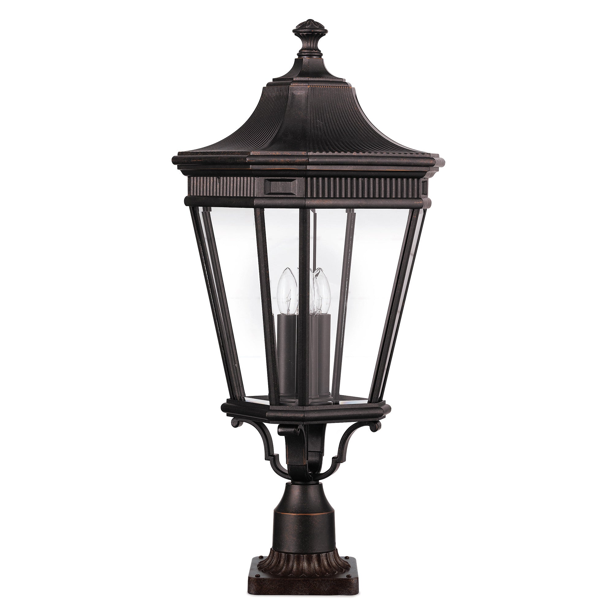 Elstead Cotswold Lane Grecian Bronze Large Outdoor Pedestal Lantern