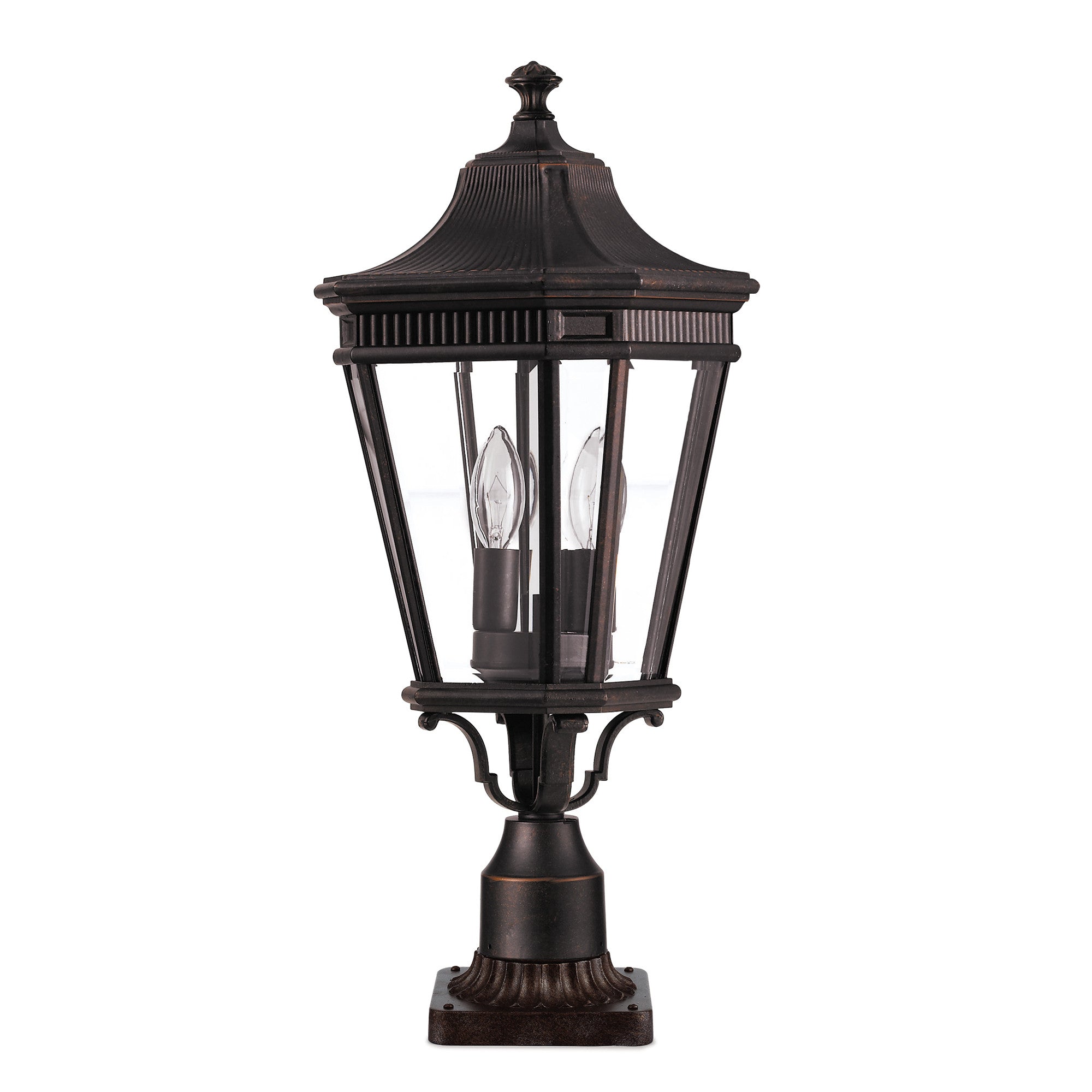 Elstead Cotswold Lane Grecian Bronze Medium Outdoor Pedestal Lantern