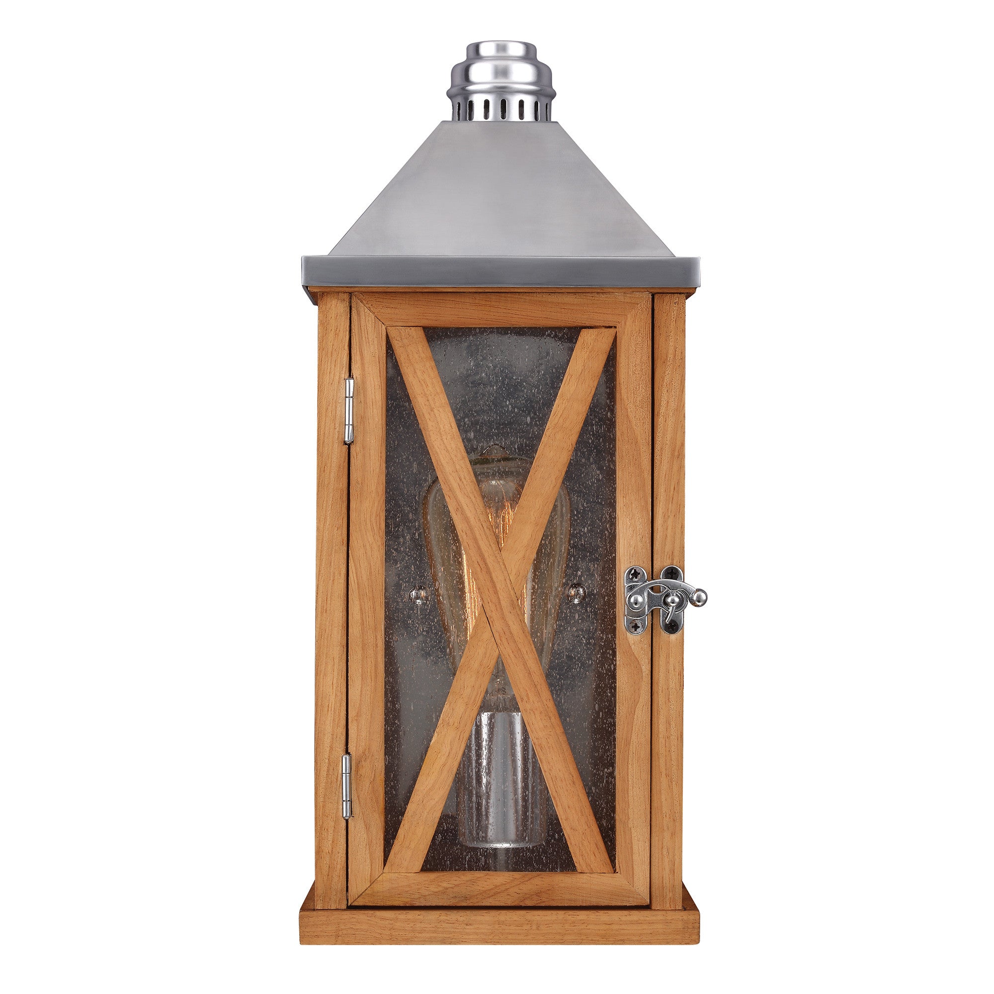 Elstead Lumiere Natural Oak Finish Small Outdoor Wall Lantern 2