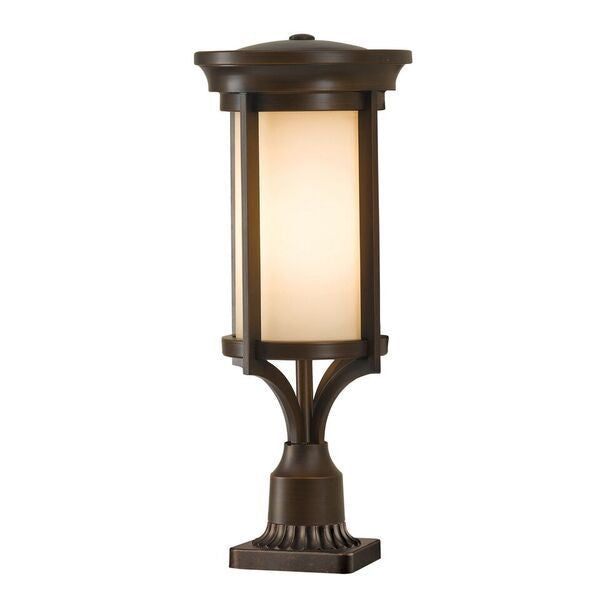 Elstead Merrill Heritage Bronze Finish Small Outdoor Pedestal Lantern