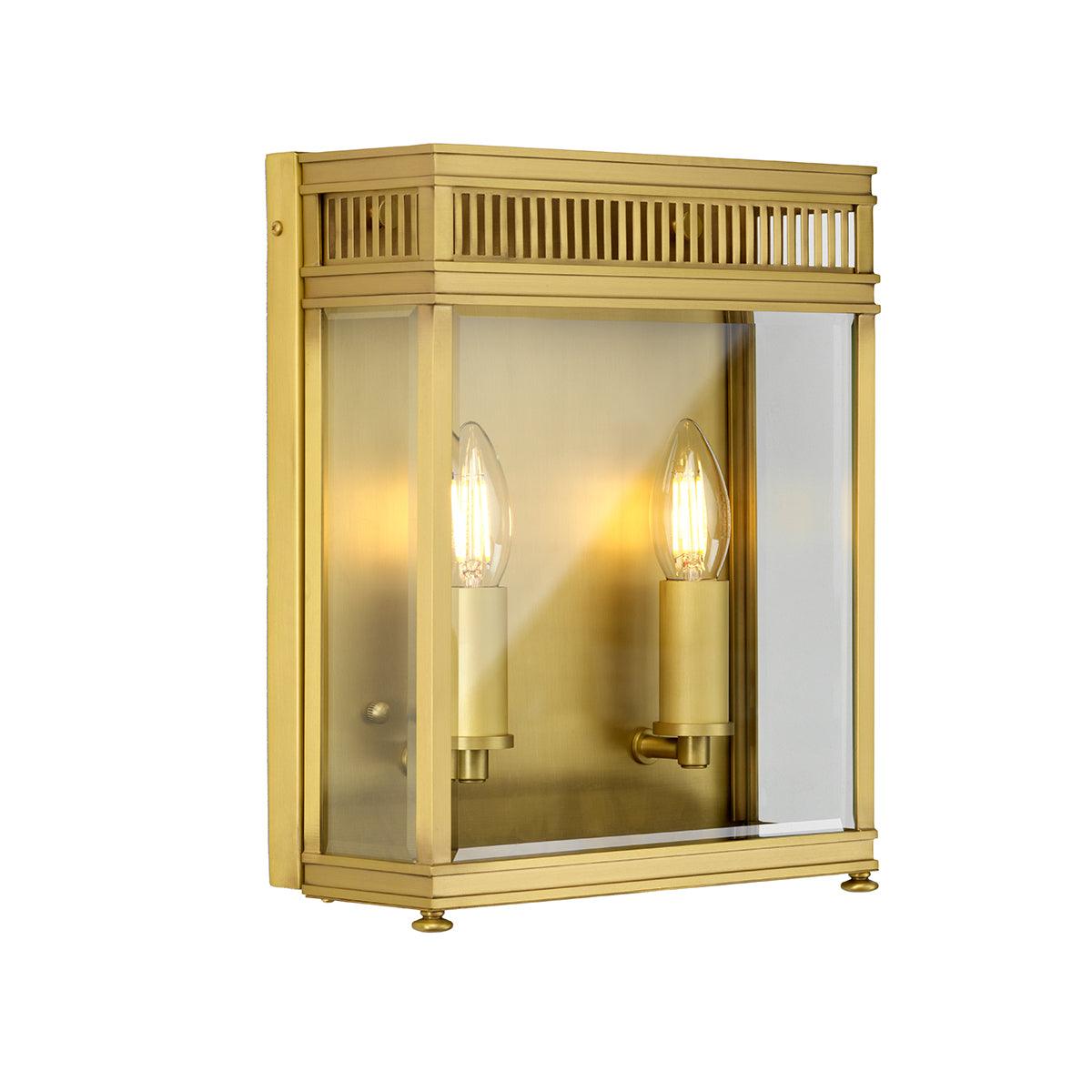 Elstead Holborn 2 Light Medium Brass Outdoor Half Lantern image 1