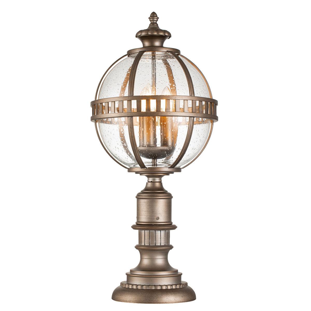 Kichler Halleron 3 Light Bronze Outdoor Pedestal Lantern