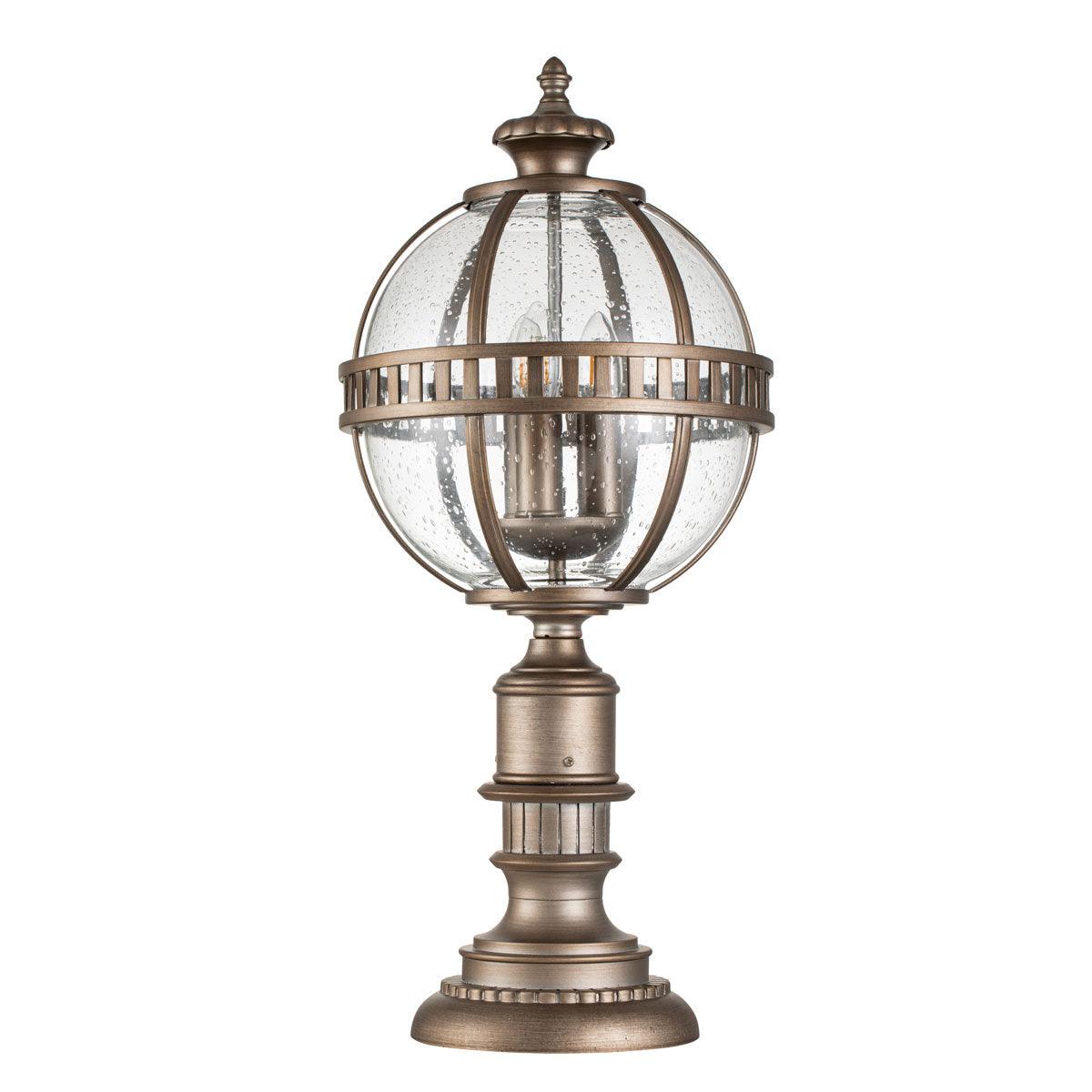 Kichler Halleron 3 Light Bronze Outdoor Pedestal Lantern